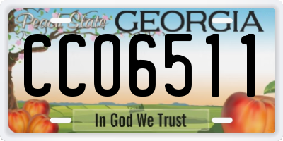 GA license plate CCO6511