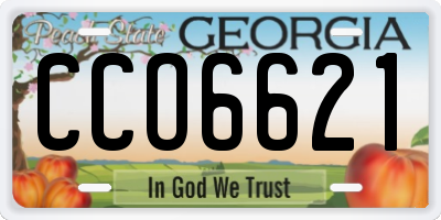 GA license plate CCO6621