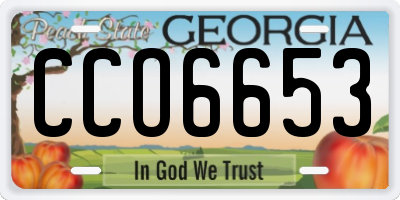 GA license plate CCO6653