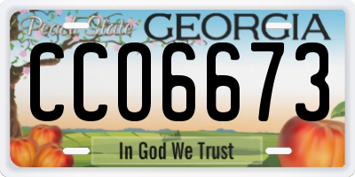 GA license plate CCO6673