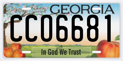 GA license plate CCO6681