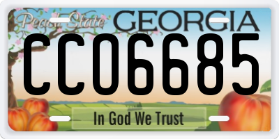 GA license plate CCO6685