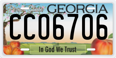 GA license plate CCO6706