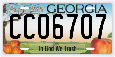 GA license plate CCO6707