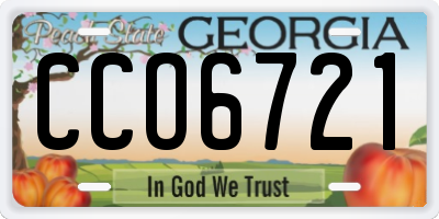 GA license plate CCO6721