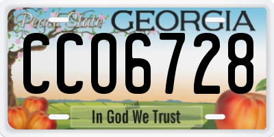 GA license plate CCO6728
