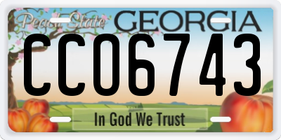 GA license plate CCO6743