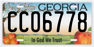 GA license plate CCO6778