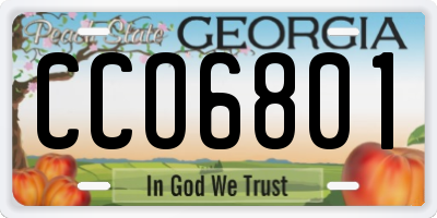GA license plate CCO6801