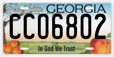 GA license plate CCO6802