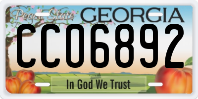 GA license plate CCO6892