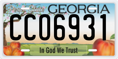 GA license plate CCO6931