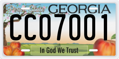 GA license plate CCO7001