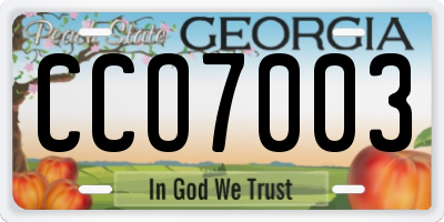 GA license plate CCO7003