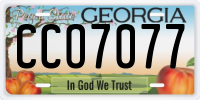 GA license plate CCO7077
