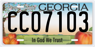 GA license plate CCO7103