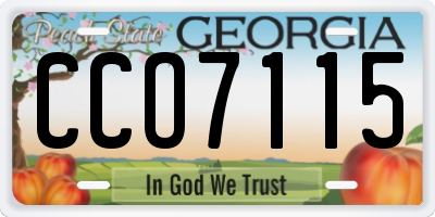 GA license plate CCO7115