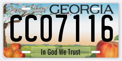 GA license plate CCO7116