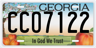 GA license plate CCO7122