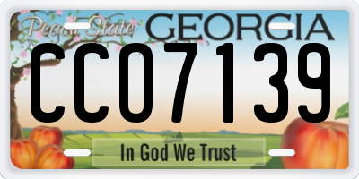 GA license plate CCO7139