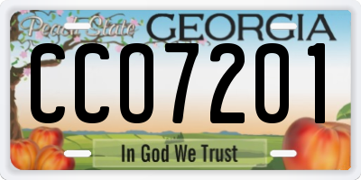 GA license plate CCO7201