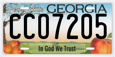 GA license plate CCO7205
