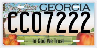 GA license plate CCO7222