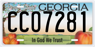 GA license plate CCO7281