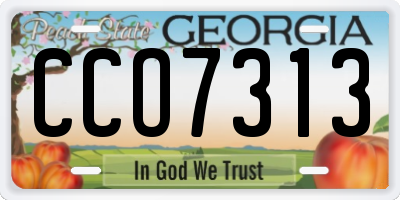 GA license plate CCO7313