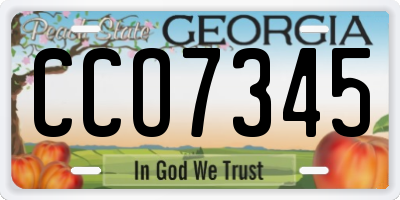 GA license plate CCO7345