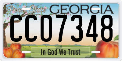 GA license plate CCO7348