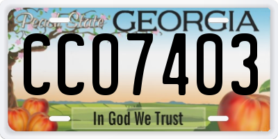 GA license plate CCO7403