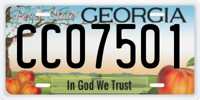 GA license plate CCO7501
