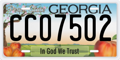 GA license plate CCO7502