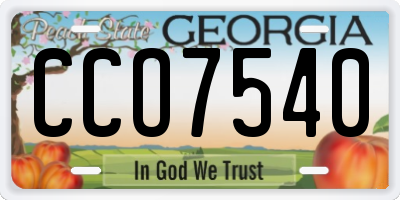 GA license plate CCO7540