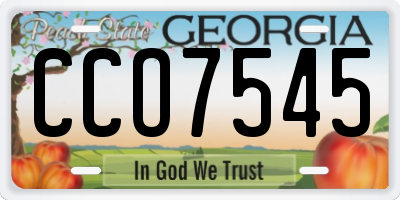GA license plate CCO7545