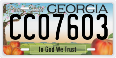 GA license plate CCO7603