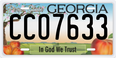 GA license plate CCO7633