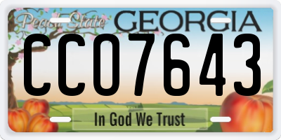 GA license plate CCO7643