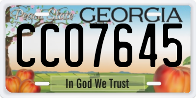 GA license plate CCO7645