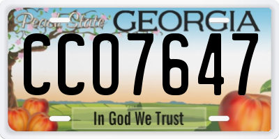 GA license plate CCO7647
