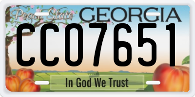 GA license plate CCO7651
