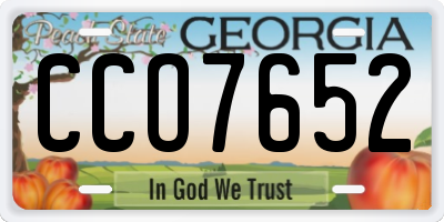 GA license plate CCO7652