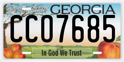 GA license plate CCO7685