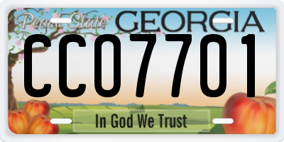 GA license plate CCO7701