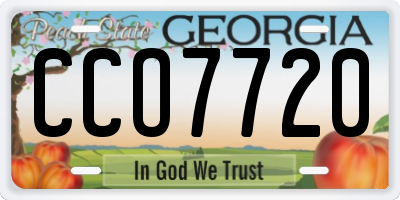 GA license plate CCO7720