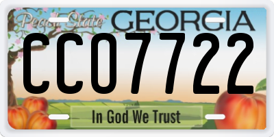 GA license plate CCO7722