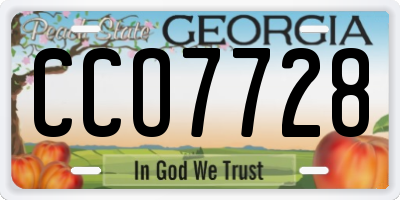 GA license plate CCO7728