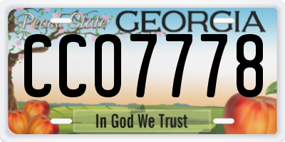 GA license plate CCO7778