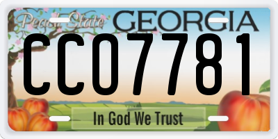 GA license plate CCO7781